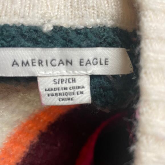 American Eagle Crewneck Colorful Stripe Sweater Size Small Soft Cozy - Picture 3 of 4